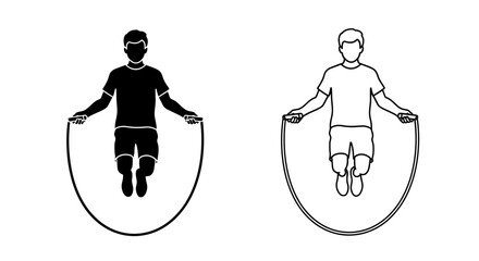 Jump rope exercise, fitness, workout, health, sport, people, training, active, lifestyle, Vector © Sapla