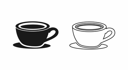 Obraz premium Black and white coffee cup illustrations, minimalist design, vector art, simple style Vector