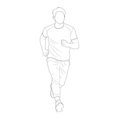 male runner vector outline