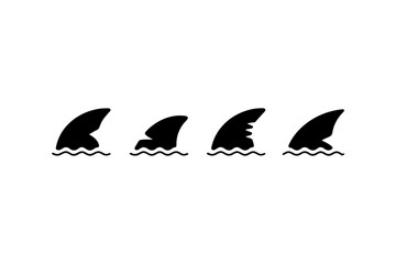 Shark Fin Icon Set &ndash; Symbol of Alertness, Danger, and Ocean Presence