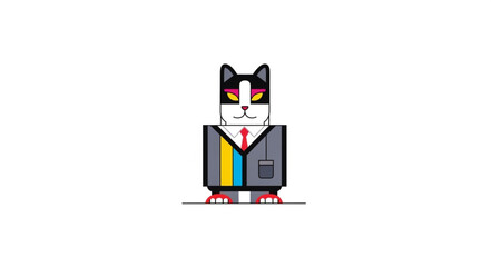 Fototapeta premium Stylized Cat Wearing a Business Suit and Tie.