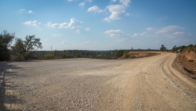 gravel lot along a dirt road