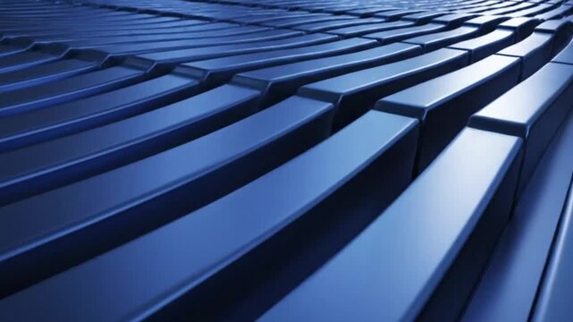 Abstract Blue Metal Bars Pattern Industrial Background.
