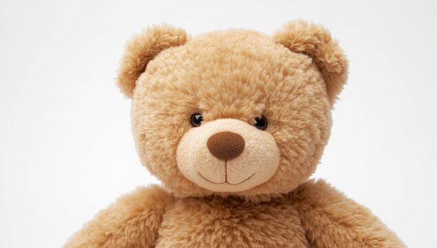 isolated plush brown bear on white backdrop