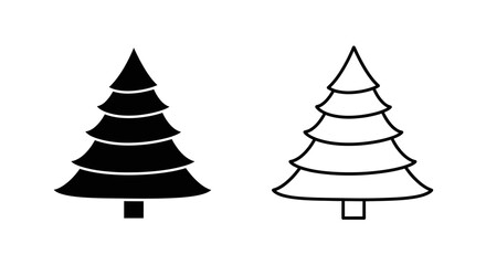 Obraz premium Two christmas trees, minimalist design, festive holiday, vector illustration Vector