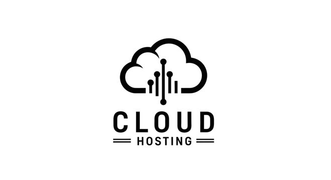 Cloud Hosting Logo Icon &ndash; Data Server Network Technology Symbol