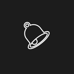 Fototapeta premium Minimalist White Outline Bell Logo Icon on Black Background for Notification or Alert Symbol