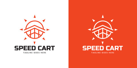 Modern Speed Cart Logo Design with Express Delivery Icon