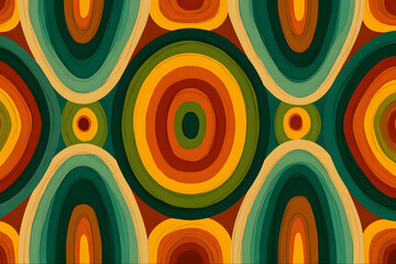 Colorful pattern with layered circles in warm tones on a flat surface in a geometric design