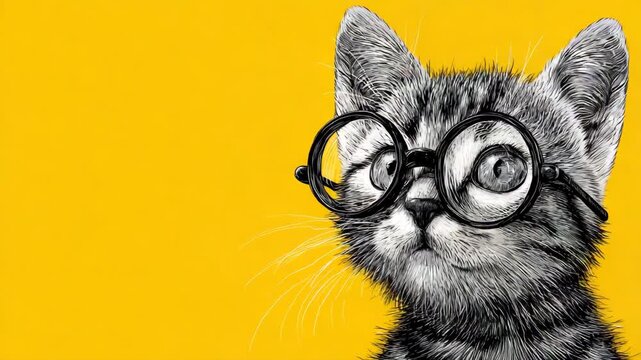 Cute Cat Wearing Glasses Stock Video