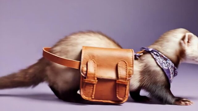 Ferret with a Backpack Stock Video
