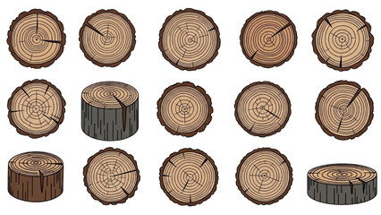 Collection of wooden logs and tree stumps displayed from various viewpoints © Stock Image Paradise
