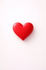 Obraz premium Single glossy red love symbol centered on light neutral surface.