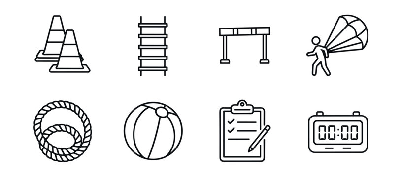 Sports and physical activity line icons set