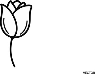 A simple black line drawing of a tulip, rendered in a minimalist style