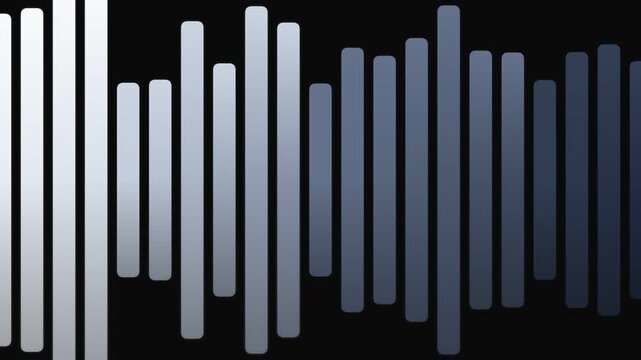 A graphic representation of sound waves in shades of gray and blue against a black background