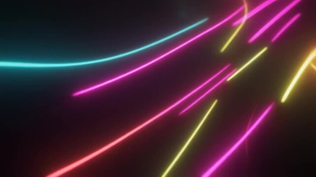 Bright neon blurred sweeps moving quickly dynamic haze streaks seamless futuristic cinematic surreal ethereal ambience cascading softly glowing abstract unique style ultra realistic loop
