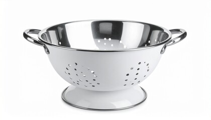 White Metal Colander with Silver Rim
