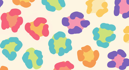Fototapeta premium A playful, colorful, abstract pattern resembling abstract animal prints on a pale background
