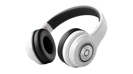 Naklejka premium Serene Soundscapes: Stylish, over-ear headphones, elegantly poised against a clean backdrop, offer an invitation to a world of acoustic bliss.