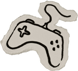 Black And White Vintage Ripped Paper Gamepad Doodle © Ksuview