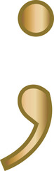 semicolon sign golden letter alphabet
