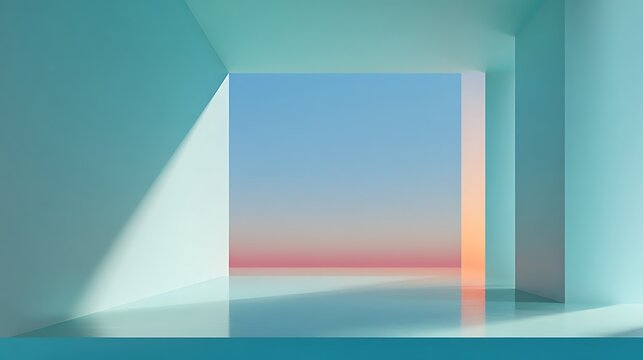 Bright Minimal Abstract Interior Window Frame at Sunset