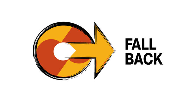 Daylight Saving Time (DST) Fall Back Icon. Grunge Arrow Graphic for Clock Reset and Seasonal Time Change Announcement.