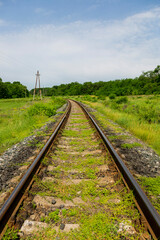 Obraz premium A fragment of a railroad track with rails