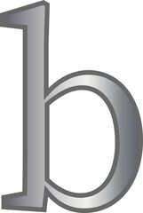 b metallic silver lowercase letter alphabet