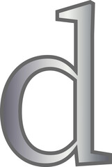 d metallic silver lowercase letter alphabet