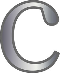 c metallic silver lowercase letter alphabet