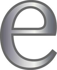 e metallic silver lowercase letter alphabet