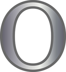 o metallic silver lowercase letter alphabet