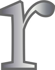 r metallic silver lowercase letter alphabet