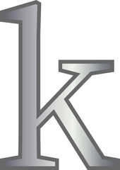 k metallic silver lowercase letter alphabet