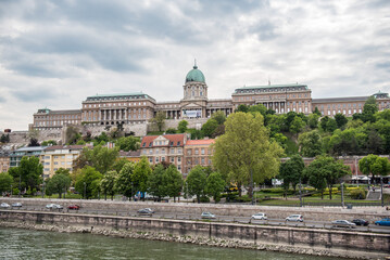 Naklejka premium The Buda Castle or Royal Palace, at the riverbank of river Danube in Budapest.