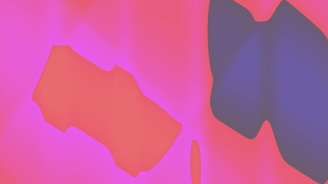 Pink gradient background with black shapes and splotches