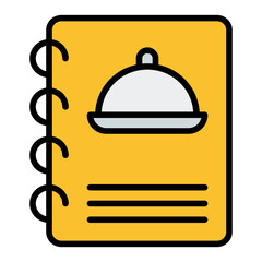 Obraz premium Menu Filled Line Icon Vector for Hotel Service and Hospitality, Accommodation Facilities and Guest Amenities Symbol