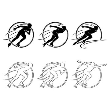 Short Track Speed Skating silhouette illustrator with white background