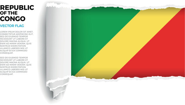 Flag of Republic Of The Congo. Flag revealed through torn paper rolled up