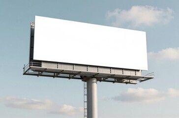 Obraz premium Blank Billboard Mockup Against a Sky Backdrop, Ideal for Advertising and Marketing Campaigns Promotion
