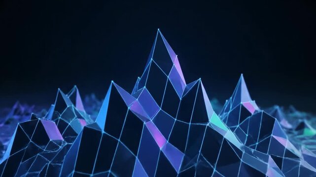 Digital Mountain Peaks Abstract Wireframe Network