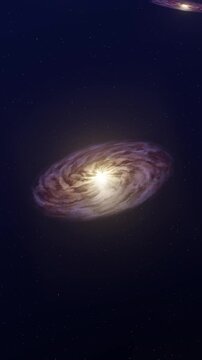 Stunning Spinning Galaxy Animation with Stars in Dark Space. Full HD. 4K