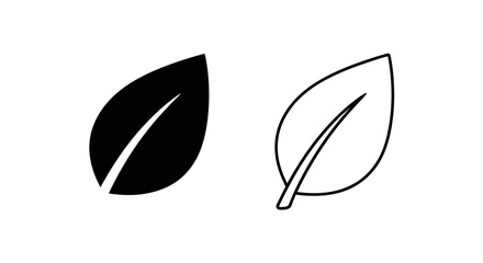 Minimalist leaf designs: simple black and white line art illustrations Vector