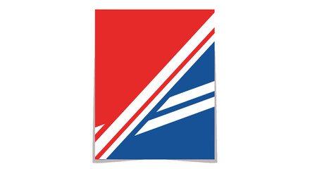 Red, white, and blue abstract geometric vector design with diagonal stripes on transparent background