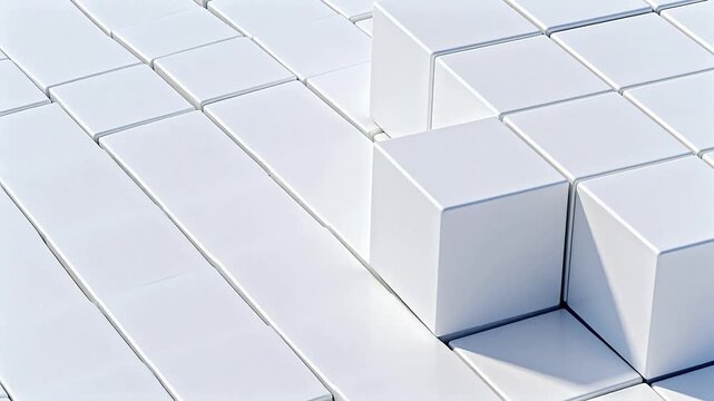 White cubes arranged on a surface