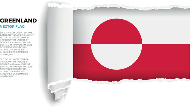 Flag of GreenlandFlag revealed through torn paper rolled up on a transparent background