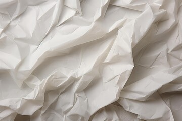Obraz premium White crumpled paper creating a textured background with abstract folds and shadows