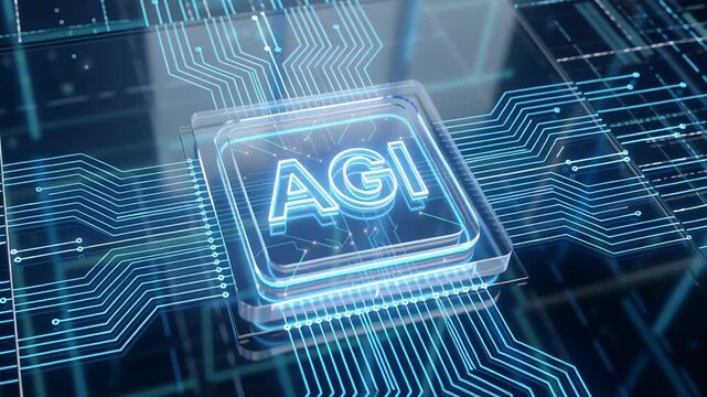 Artificial general intelligence AGI concept with machine learning automation driving business transformation in digital technology futuristic innovation